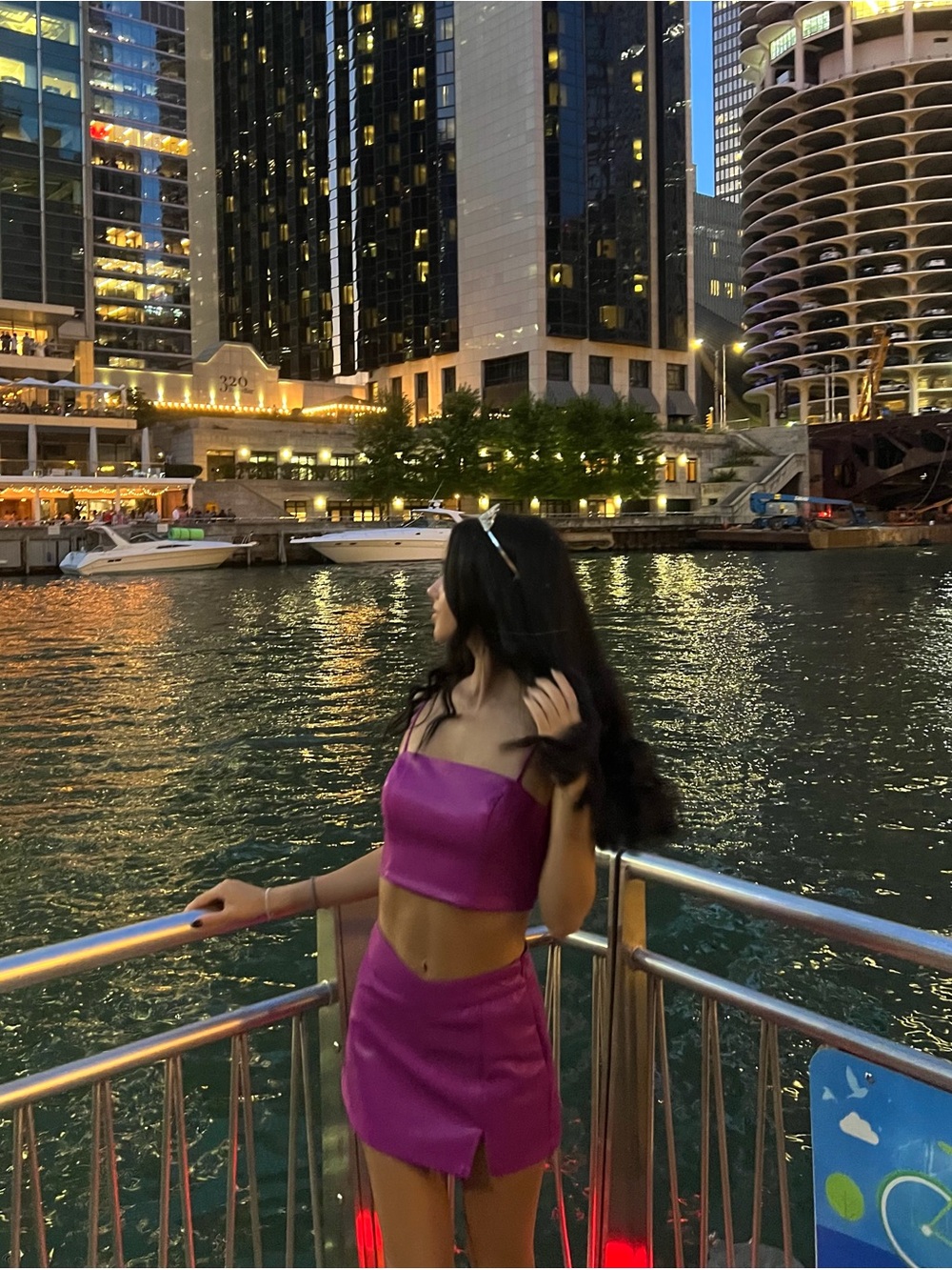 Garage Hot Pink Faux Leather Mini Skirt and Top Set